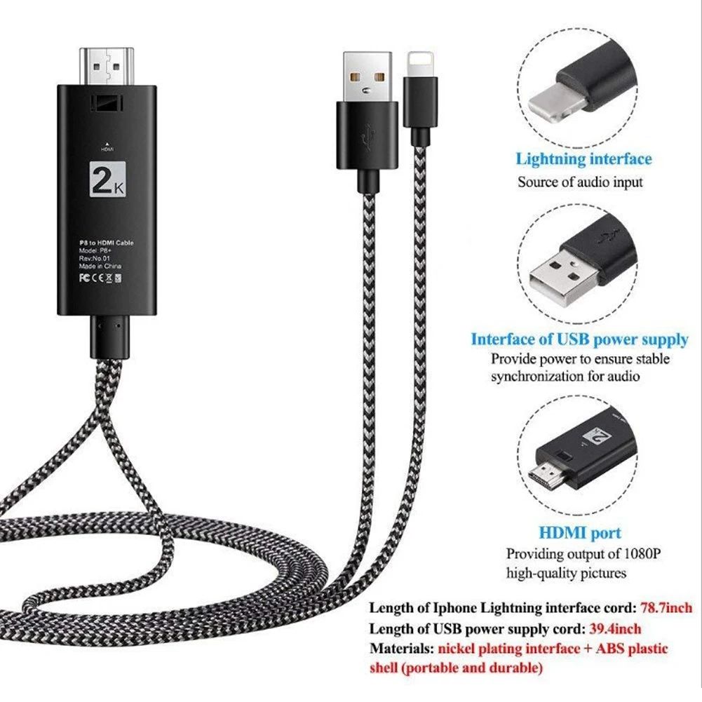 2 K Осветляющий к HDMI конвертер ТВ USB м Кабель адаптер HD tv быстрая передача 1080 P
