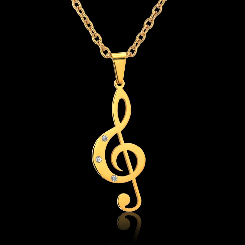 Цепочка с подвеской в виде скрипичного ключа из нержавеющей стали|treble clef