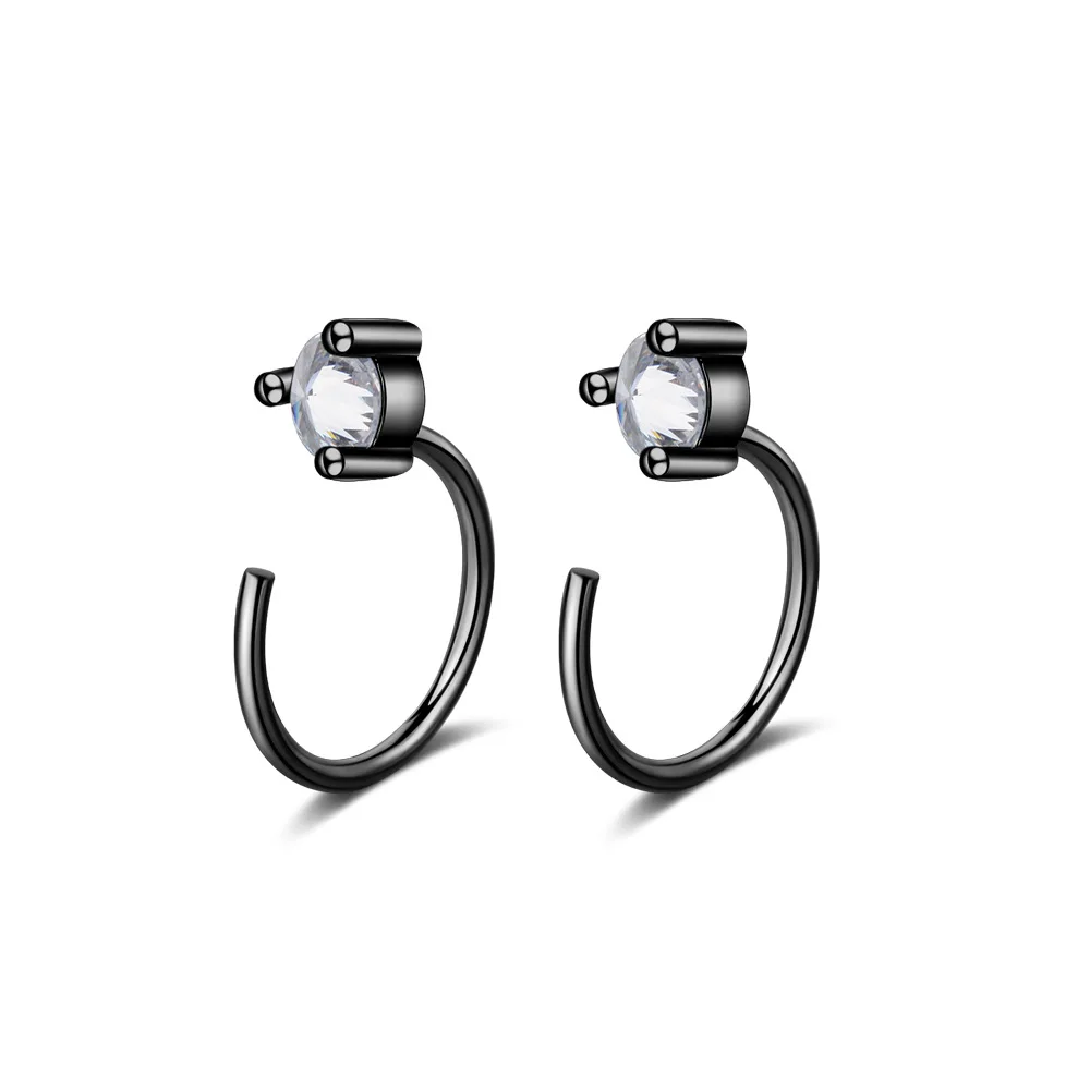 

100% 925 Sterling Silver Simple Design CZ Zircon Female Stud Earrings Wholesale Jewelry For Women No Fade Students Girls