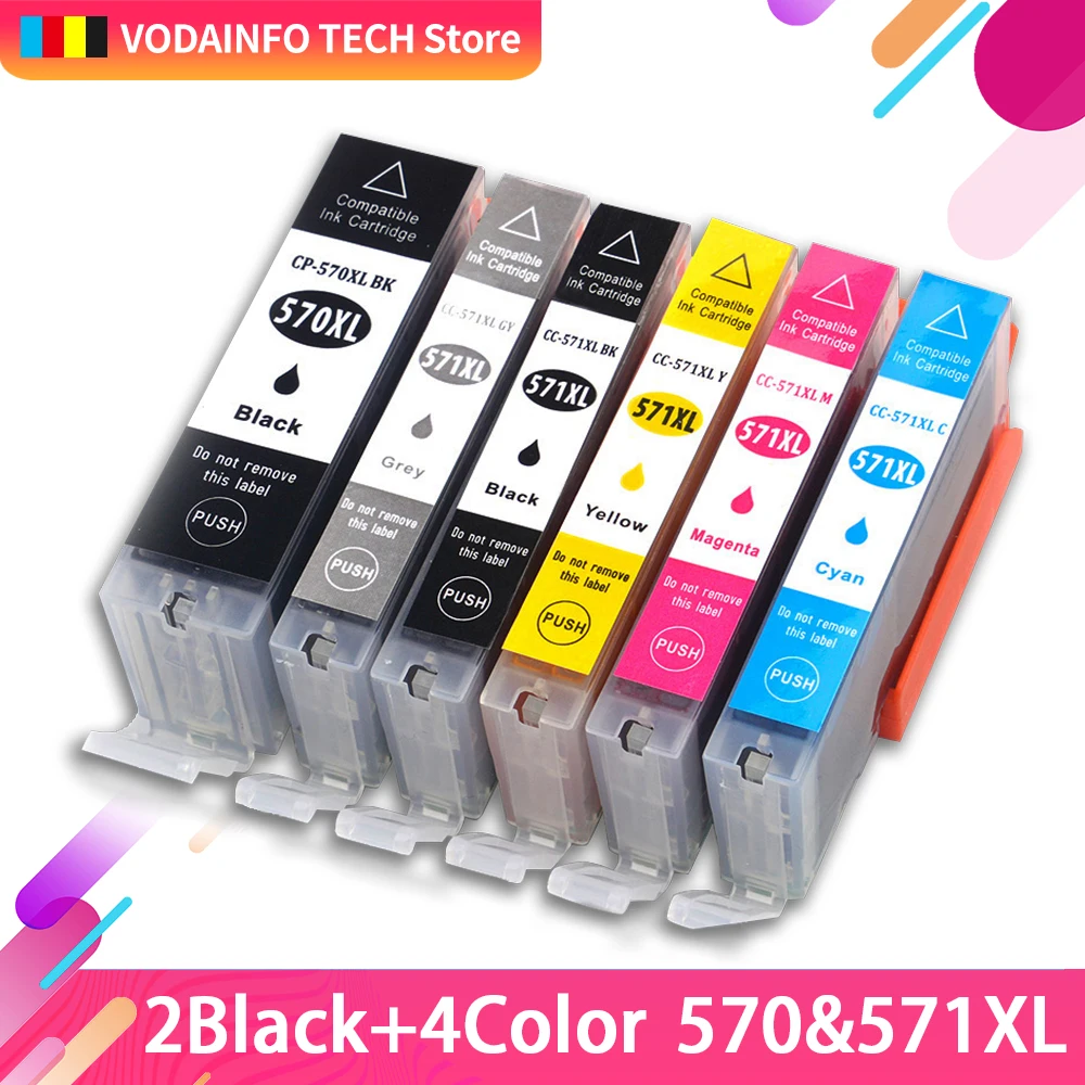 6 color PGI 570 CLI 571 PGI-570BK compatible ink cartridge for canon PIXMA MG7750 MG7751 MG7752 MG7753 TS8050 TS8051 printer