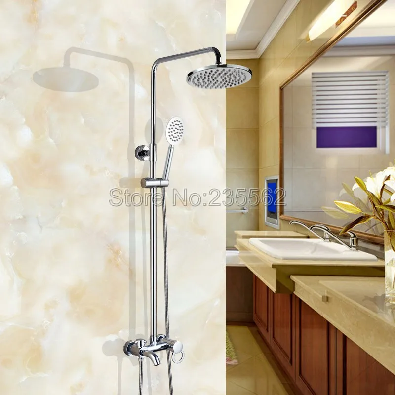 

Современный настенный хромированный латунный дождевой смеситель для ванной комнаты, смеситель для душа с одной ручкой + ручной спрей для ду...