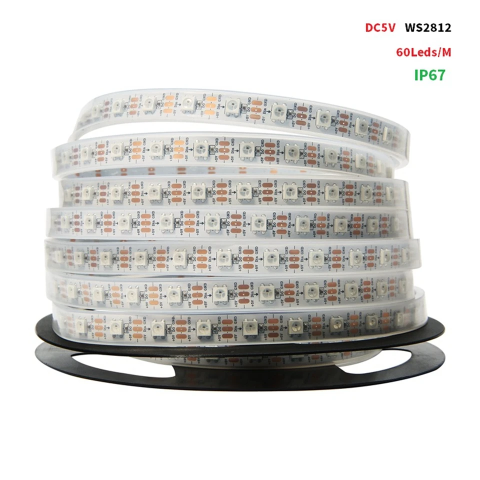 5050 RGB Led Strips 60leds/M 5m Flexible Individually Addressable Smart Pixel Strip Waterproof PCB Board DC5V WS2812B WS2812 | Лампы и