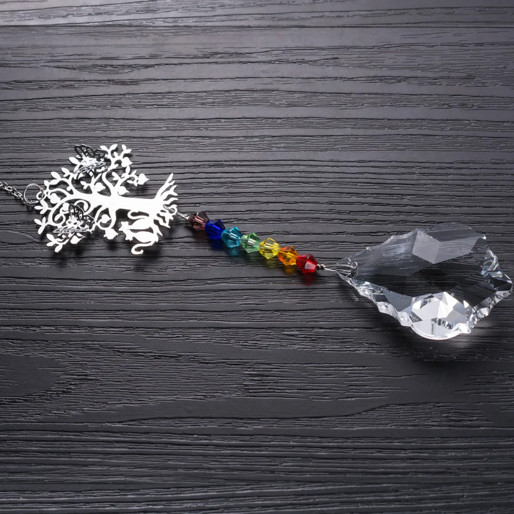 Chakra 3D металлическое дерево окно Висячие бабочки кулон люстра подсолнечники для домашнего офиса украшения сада