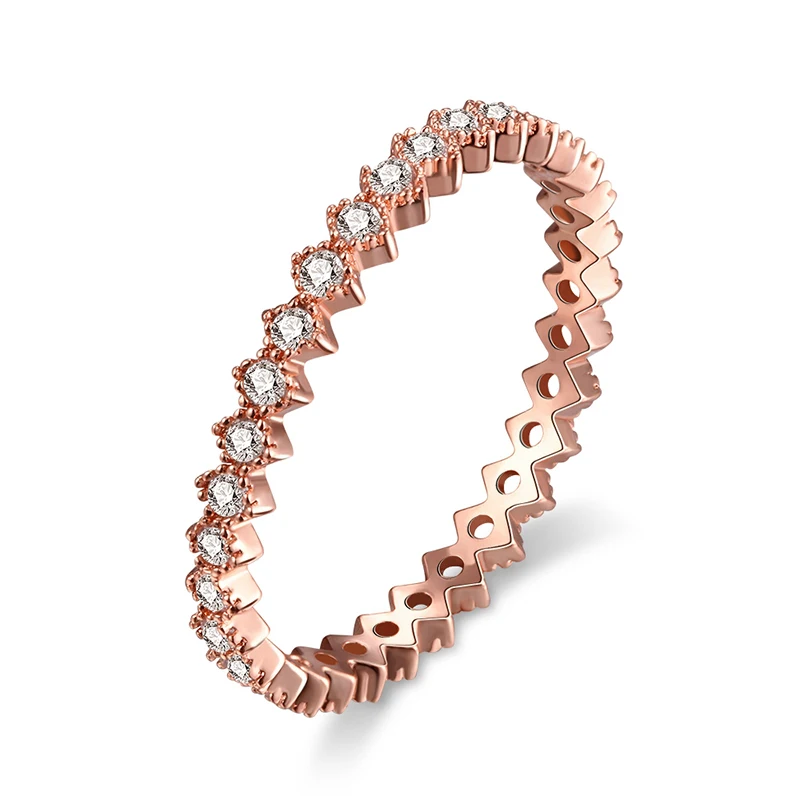 Романтический розовое золото Цвет Свадебные Кольца для Для женщин блестящие