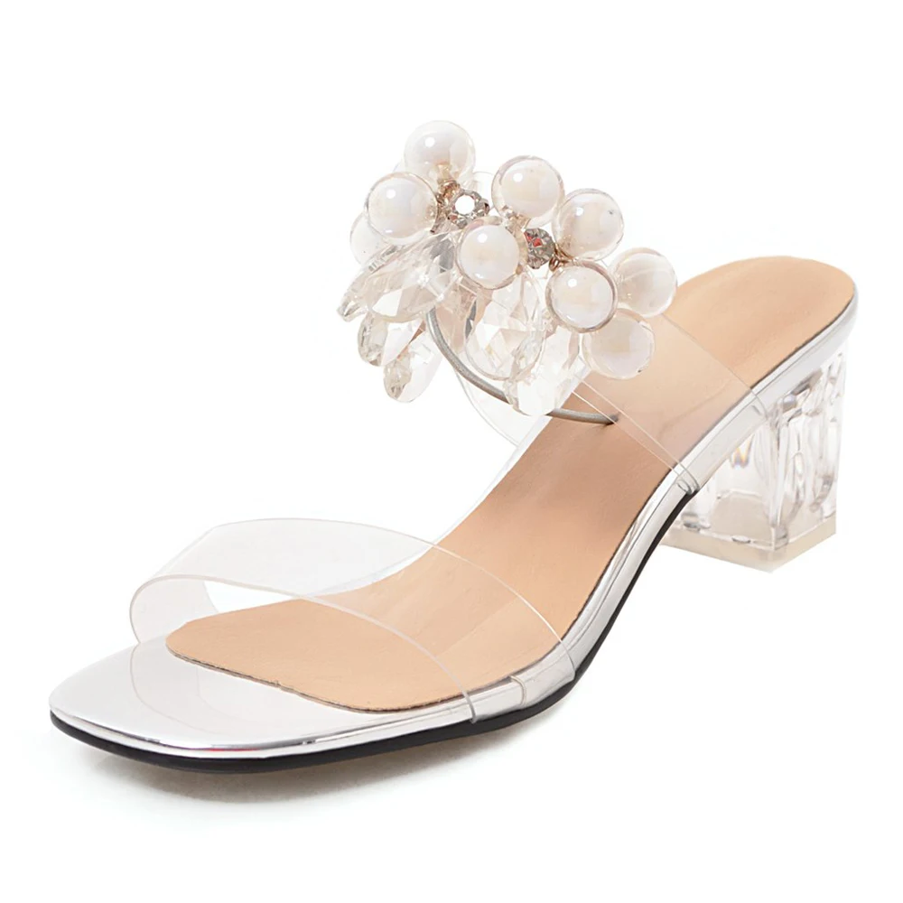FOREADA/Летняя обувь Женские шлепанцы Туфли на высоком квадратном каблуке с