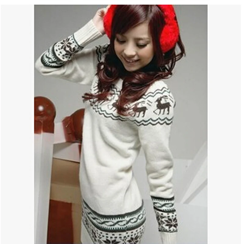 Wholesale women clothing Deer Printing Knitted Pullover Sweater Women's Design Outerwear Korean Ladies DL1262 | Женская одежда