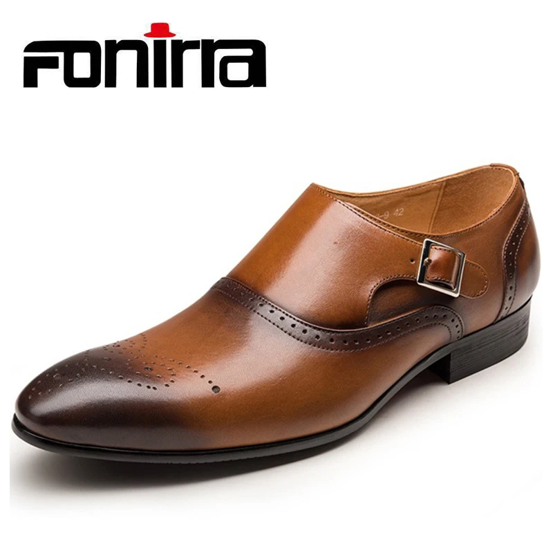

FONIRRA Men's Dress Shoes Fashion PU Leather Shoes Vintage Brogue Oxfords Shoes For Men Lace Up Flat Buckle Strap Shoes 969