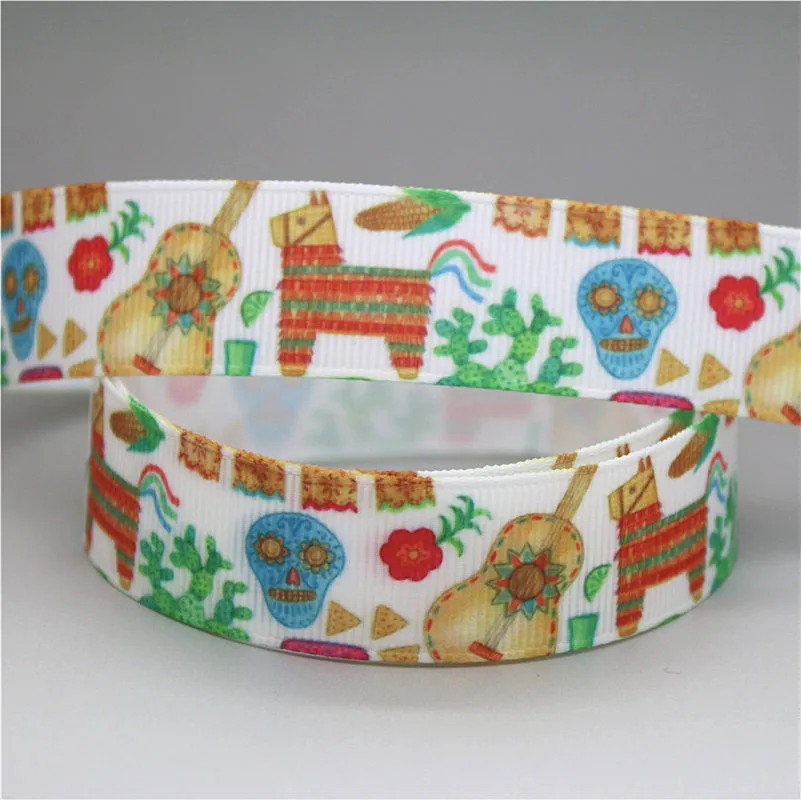 DUWES 50 ярдов собака мультфильм Мехико кактус напечатанный grosgrain ленточный аксессуар hairbow головной убор украшения оптом OEM D982 - Цвет: 3