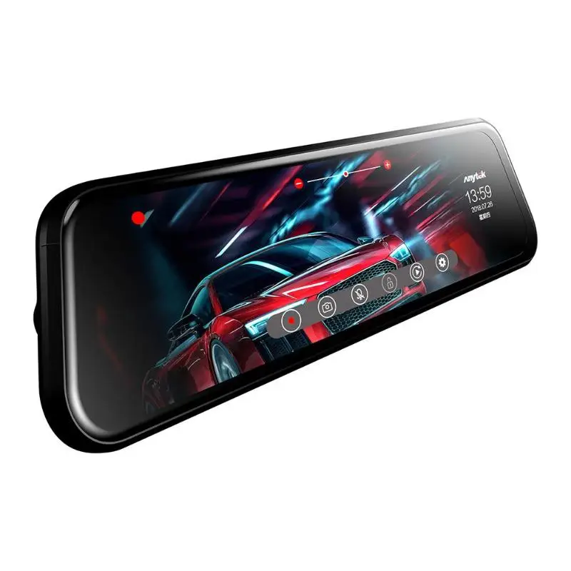 Anytek T12 9,66 дюймов HD 1080 сенсорный двойной объектив ночного видения видеорегистратор автомобиля зеркало заднего вида DVR камера
