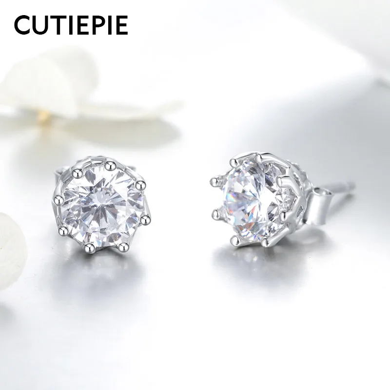CUTIEPIE Новые 100% Настоящее серебро 925 пробы маленькие простые серьги гвоздики для