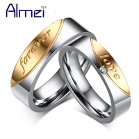 1 pair gift rings for men women love forever couple ring of steel cubic zirconia wedding jewelry anneau nuevos anillos 10 cr058