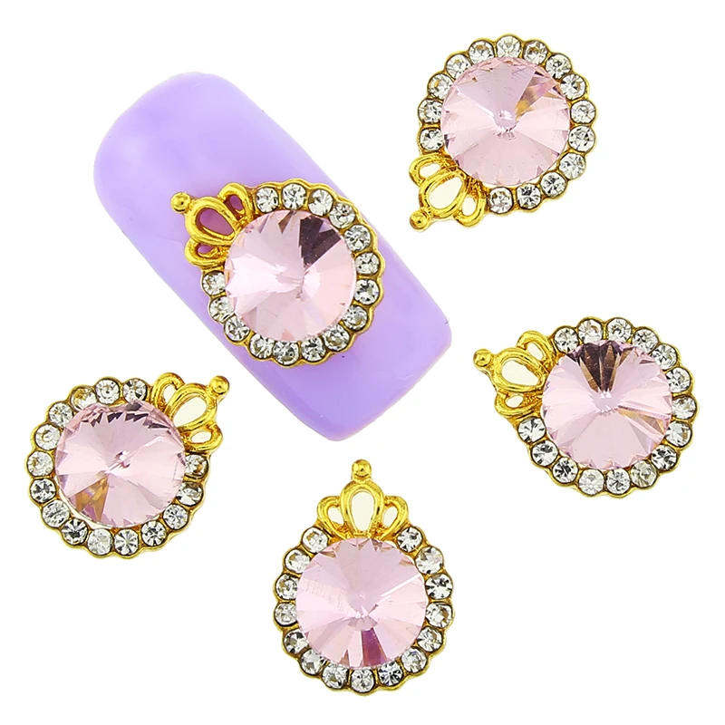 10 шт./лот 3D полый золотой сплав дизайн ногтей Красота корона хрустальные стразы