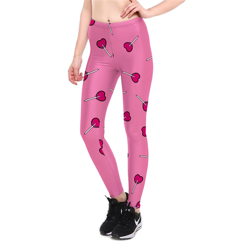 Леггинсы для фитнеса обтягивающие женские розовые леггинсы с леденцом