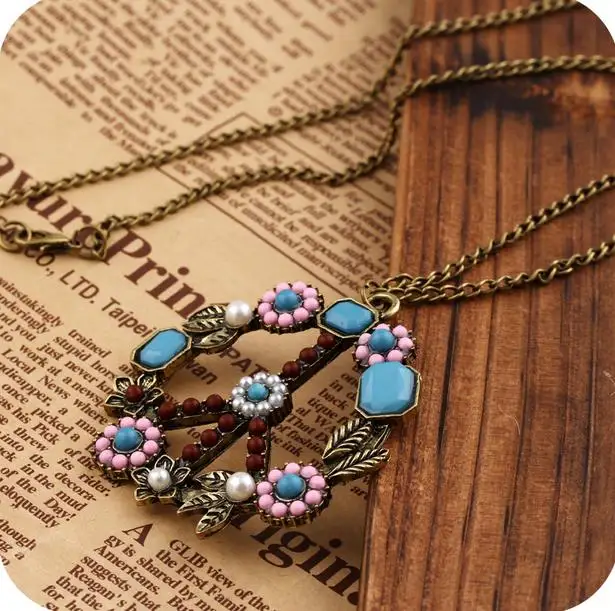 OMH оптовая продажа Европа и Америка Винтаж подвеска с цветком жемчужиной сплава