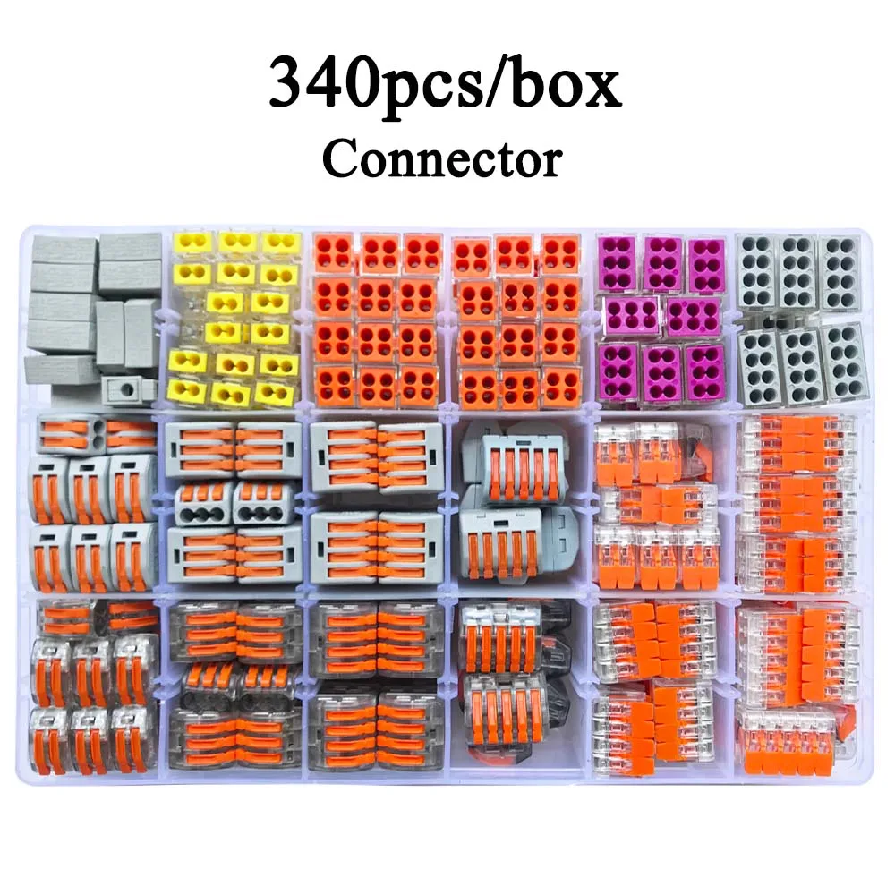 340pcs Разъем для провода 340 шт./кор. Универсальный Компактный клеммный блок освещения разъем провода для 5 комнаты смешанные быстрый разъем - Цвет: 340pcs