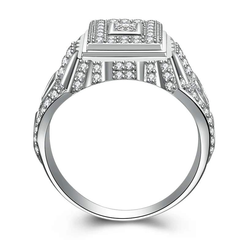 

New Victory Trendy Men 925 Sterling Silver Ring Man Setting Wedding Engagement Square Ring Jewelry Lovers Birthday Gift
