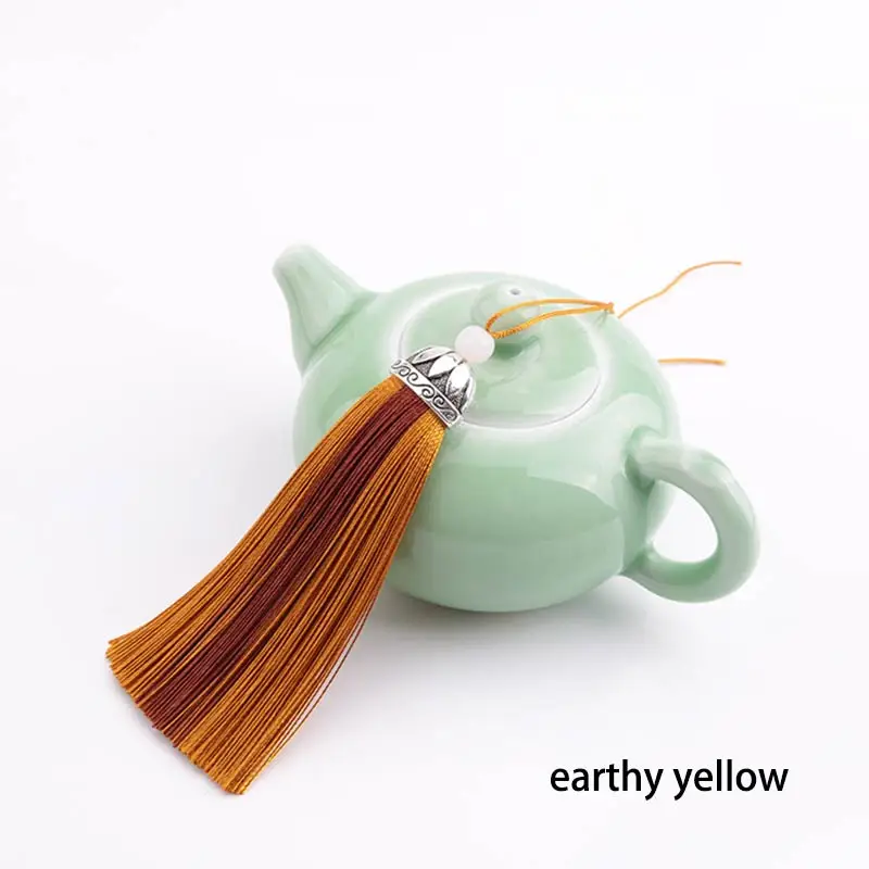 earthy yellow 12 шт./лот, шапка лотоса, двухцветная, с кисточками, шелковая бахрома, челка, цветок, кисточка, декоративные кисточки для штор, аксессуары для украшения дома - Цвет: earthy yellow