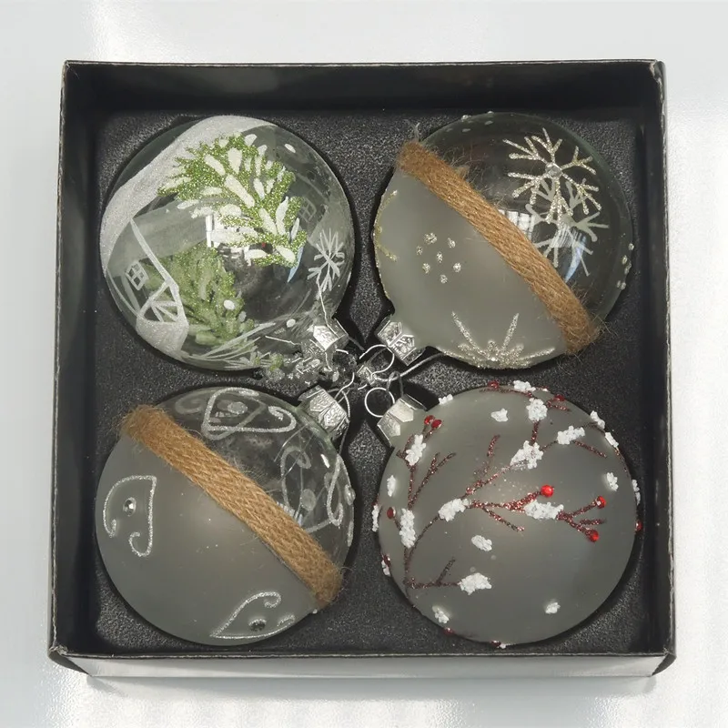 4 шт./упак. Диаметр = 8 см красивое изготовленное вручную Стекло шар Рождественское