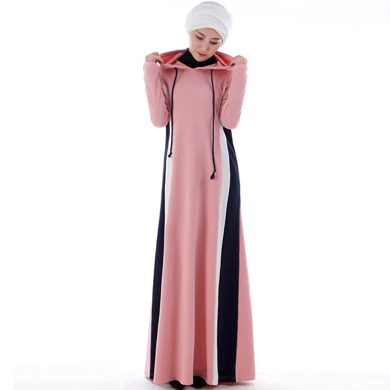 Мусульманский взрослый хит цвет с капюшоном abaya Арабский Мода Толстые теплые