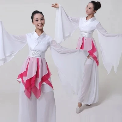 Белые/красные китайские этнические костюмы Yangko танцевальная одежда