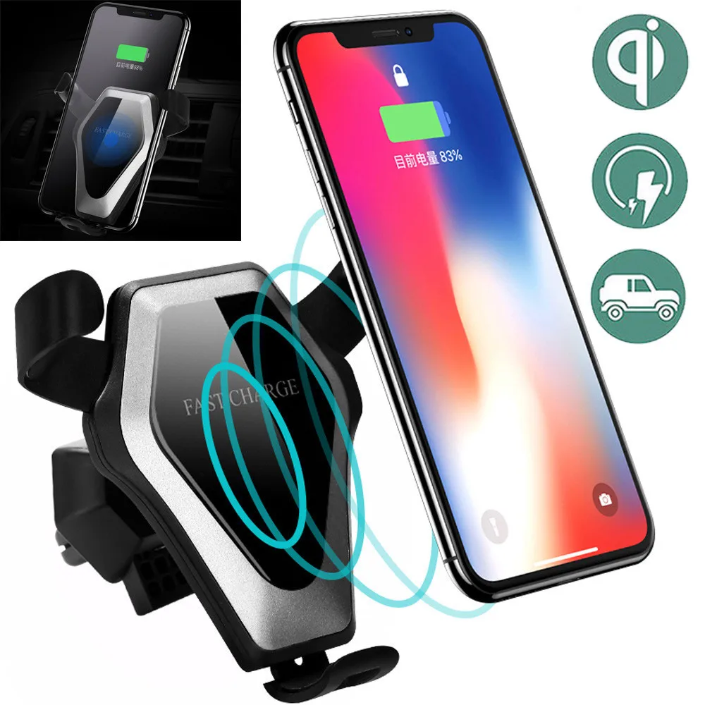 Автомобильное беспроводное зарядное устройство Qi для iPhone XS Max X 8 10w быстрая