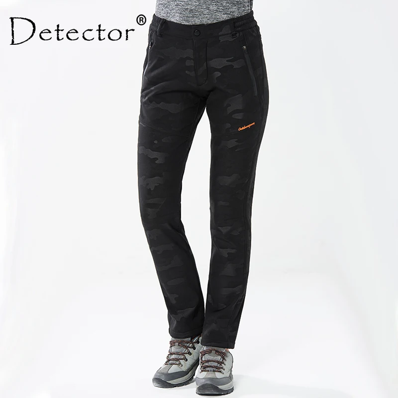 Женские камуфляжные брюки Detector теплые водонепроницаемые походные из софтшелла