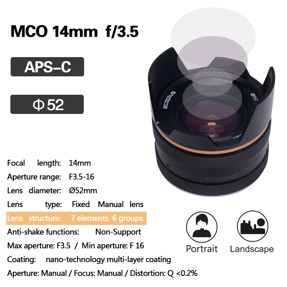 Mcoplus 14 мм f/3 5 APS-C широкоугольный ручной фокус макрообъектив для Sony E-mount/для Fuji