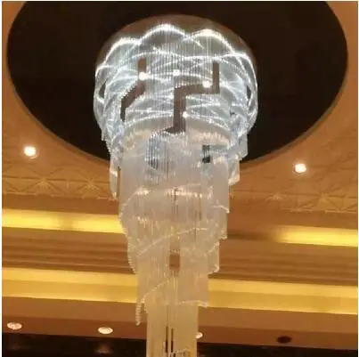 L круглая хрустальная люстра двойная лестница освещение атмосферное для отеля