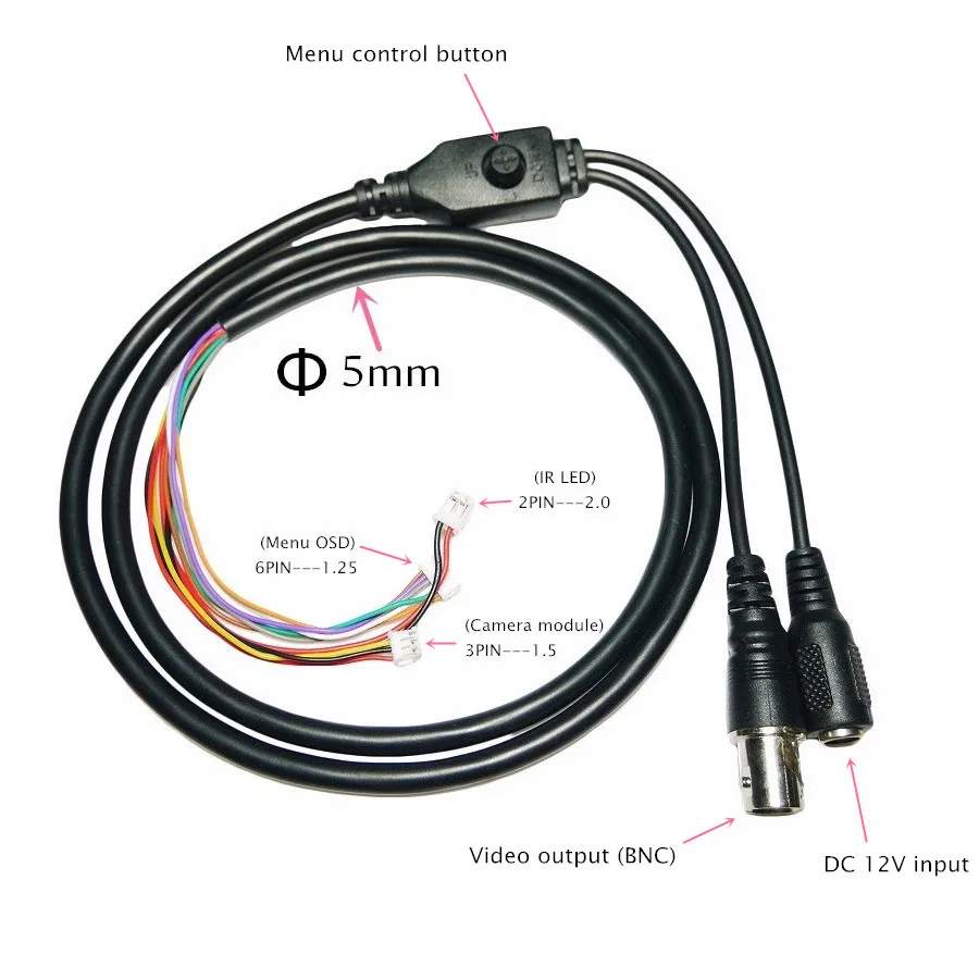 Кабель видеонаблюдения с кнопкой меню OSD для камеры видеонаблюдения|camera video cable|cctv