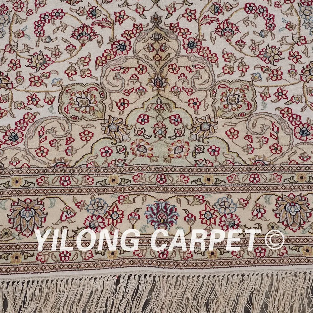 YILONG 4 'x 6' Тебриз ковер ручной работы бежевый vantage цветочный тонкий восточный