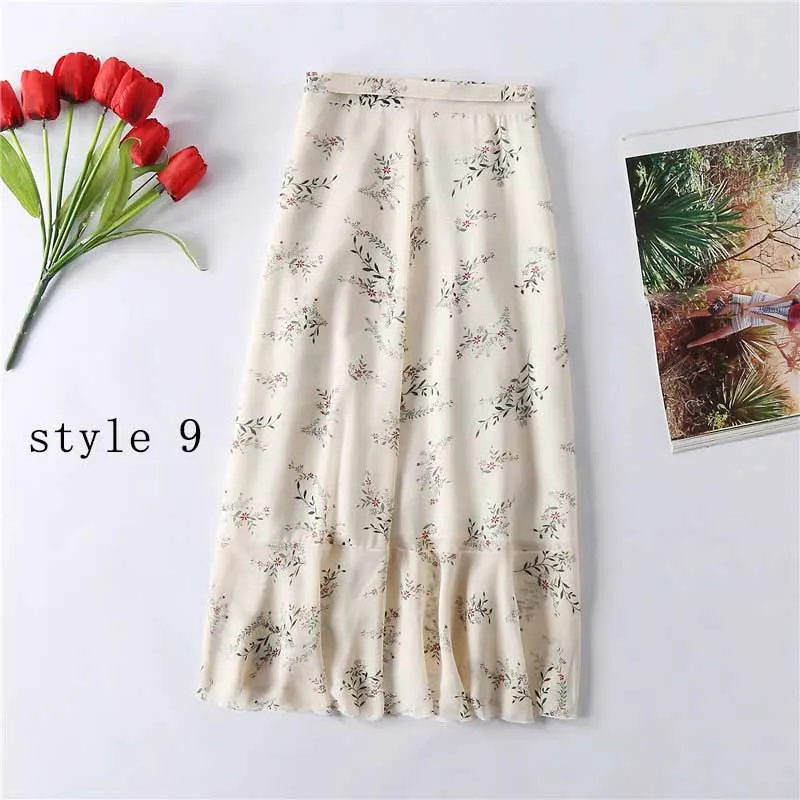 style9 Bella Philosophy летние модные женские в стиле бохо с высокой талией рубашки с цветочным принтом шифоновые женские юбки на шнуровке стандартная юбка - Цвет: style9
