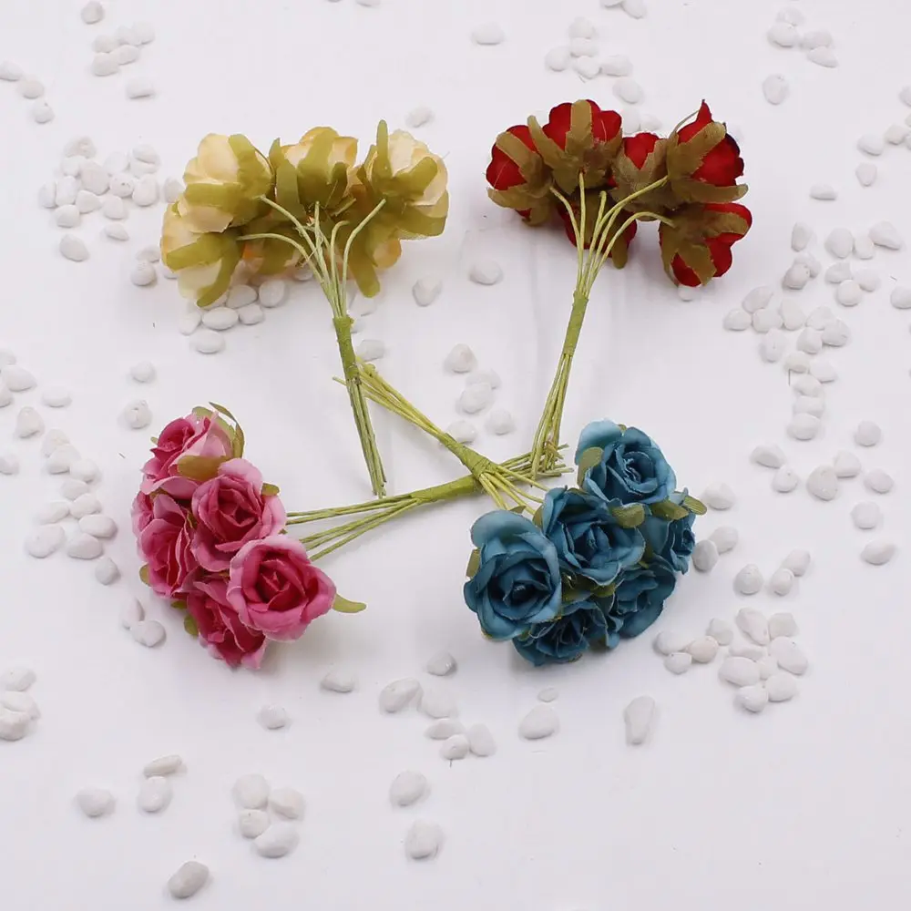 Новинка 6 шт./лот 2 см Шелковая градиентная Мини роза искусственный цветочный