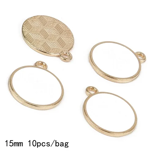 White 10pcs 15 мм 10 шт./пакет; цвет белый, черный; Круглый эмалированная Подвеска для DIY серьги браслет Модные украшения фурнитура для изготовления Висячие ассорти - Окраска металла: White 10pcs