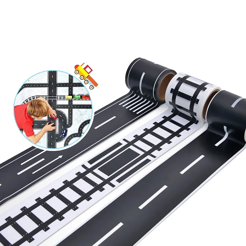 

Railway Road Tape 48mmX5m Traffic Road Track Scene Washi Tape Sticker Adhesive Masking Paper Label Road for Kids Toy Car Play