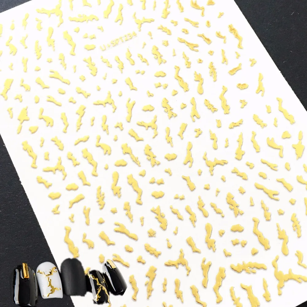 

Newest U+SPT234 golden sticker nail 3D back adhesive nail decals template DIY decarations for nail accessory