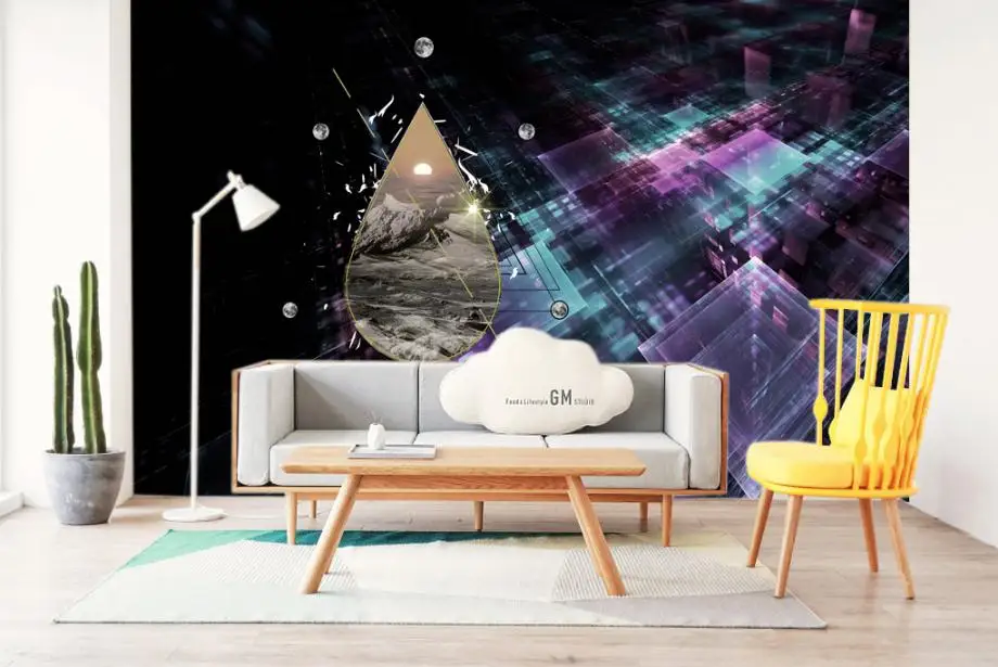 custom modern 3d effect photo wallpaper Nordic large abstract living room bedroom background wall mural city night | Обустройство