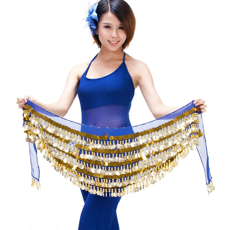 Royal blue Женский костюм для танца живота, пояс для Танцев Живота, пояс для Танцев Живота с золотыми монетами, аксессуары для взрослых, цепочка на талию - Цвет: Royal blue