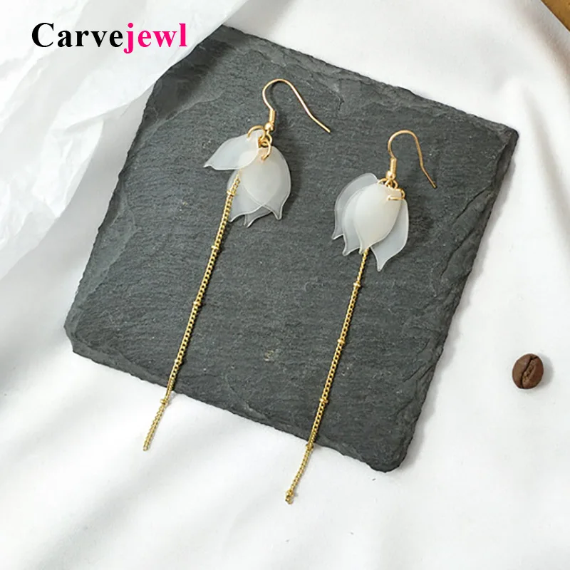 Серьги Carvejewl Длинные полупрозрачные серьги на клипсе из смолы с листом без