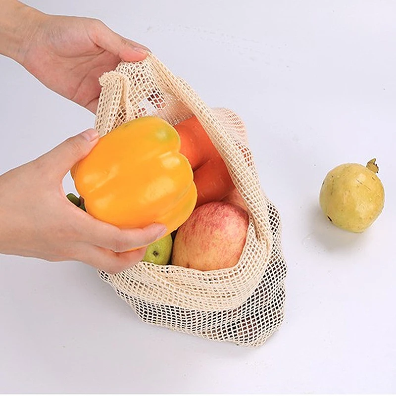 Мешочки для овощей и фруктов, хлопковые многоразовые, на шнурке, 3 размера, 6 шт. от AliExpress WW