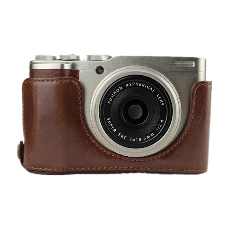 Черная/коричневая/кофейная Половина корпуса камеры кожаный чехол для Fuji Fujifilm XF10
