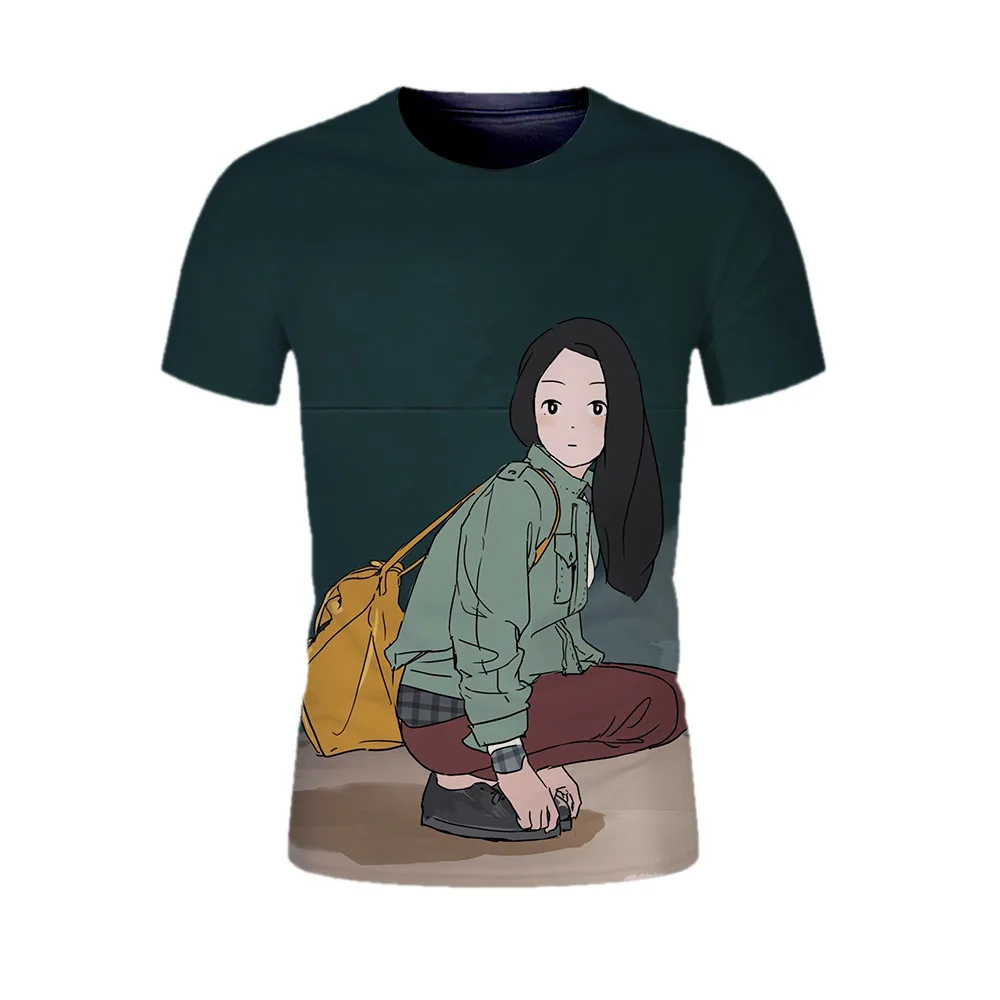 anime 3D cartoon print T-Shirts cool girl t shirts graphic tees men summer women shirt streetwear teens tshirt casual tops | Мужская