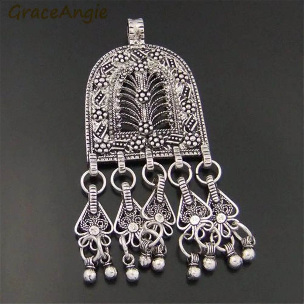 GraceAngie 3pcs Wholesale Vintage Silver Color Pendants Zinc Alloy Bohemian Tassels Earring Jewelry Making Charms Suspension | Украшения и