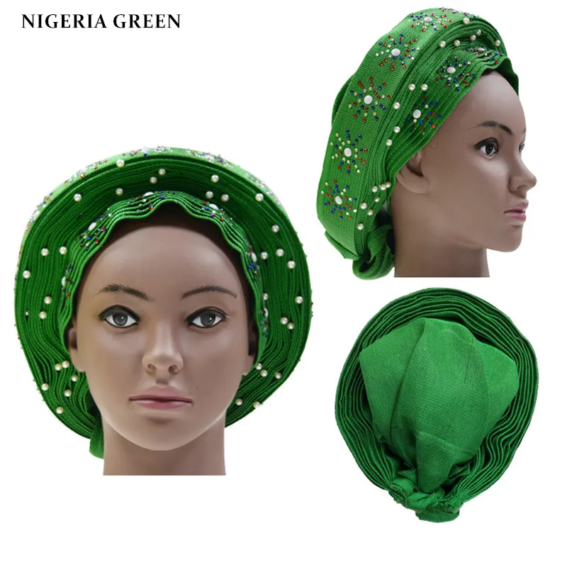 Авто геле нигерийский головной убор Африканский aso oke с бусинами 1 шт./компл.