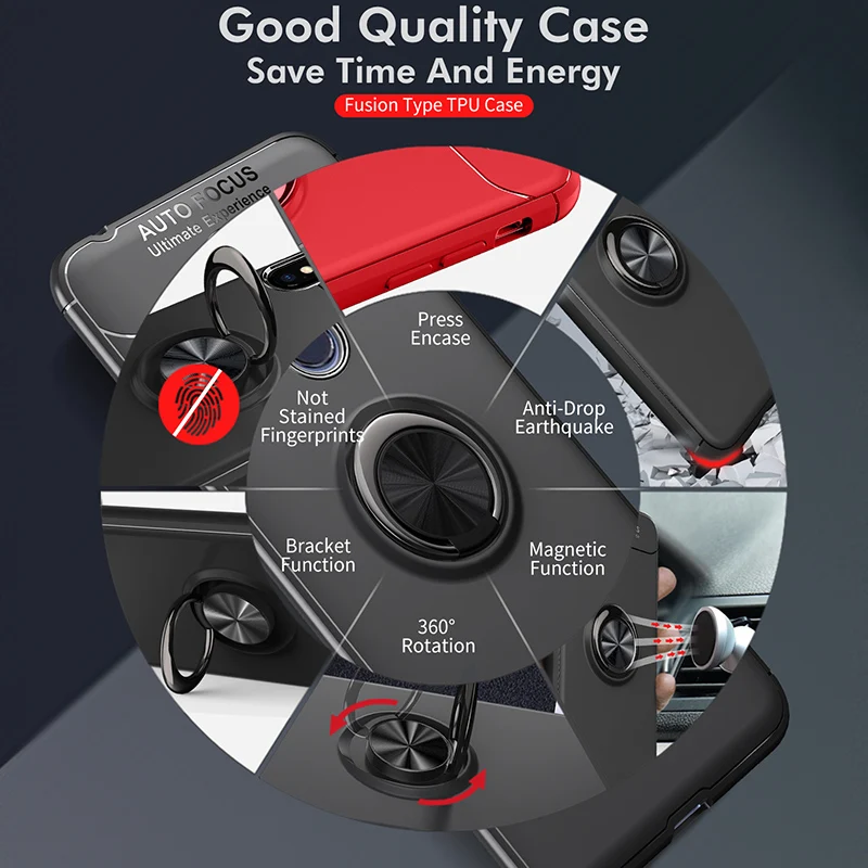 Shockproof Case For Pocophone F1 Finger Ring Magnet Matte tpu Silicone Cover Xiaomi PocoPhone case pocophon Poco | Мобильные