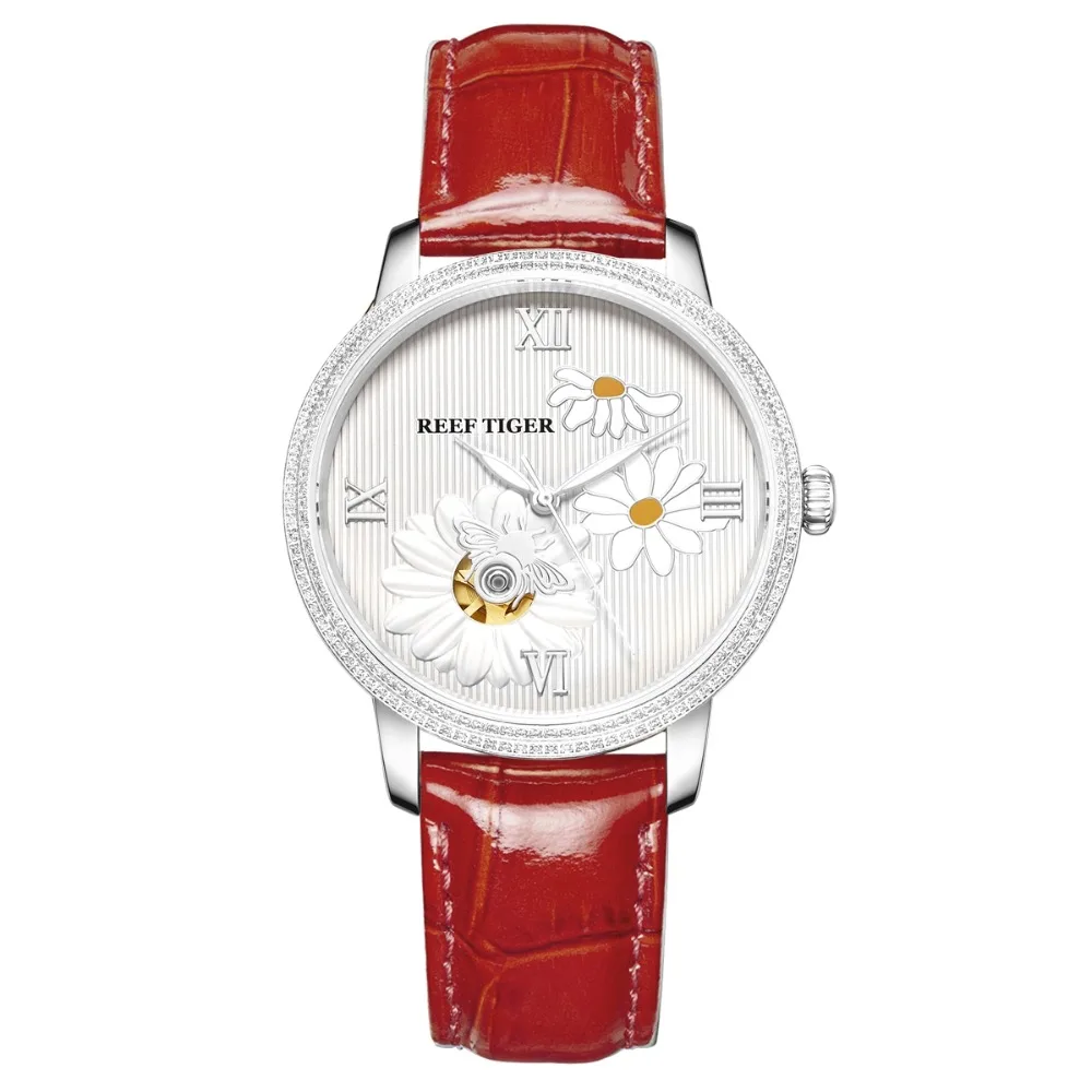 Reef Tiger RGA1585 Леди Роскошные женские автоматические механические наручные часы из