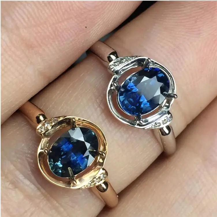 Сапфировое кольцо 18k белое золото или из натурального и настоящего сапфира