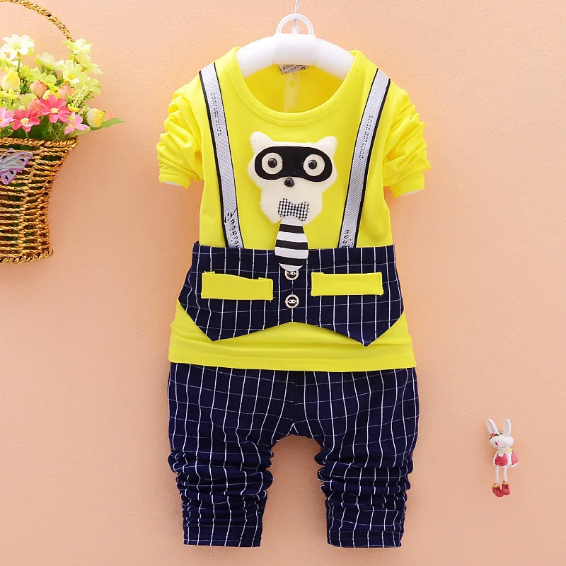 Boys Suit Clothing Set 2017 New Autumn Long Sleeve Fashion Cartoon Jacket Clothes Baby Kids Suits Lattice Pant Children 2Pcs |