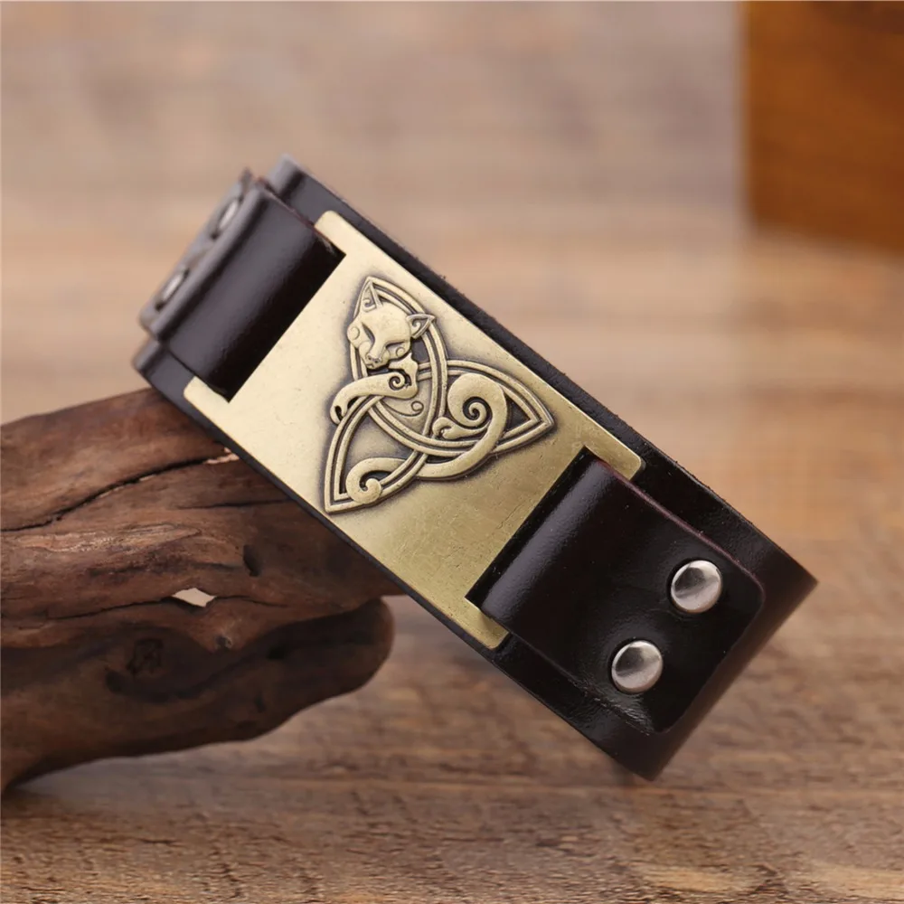 Женские браслеты из натуральной кожи с узелком троица и лисицей|leather bracelet|genuine