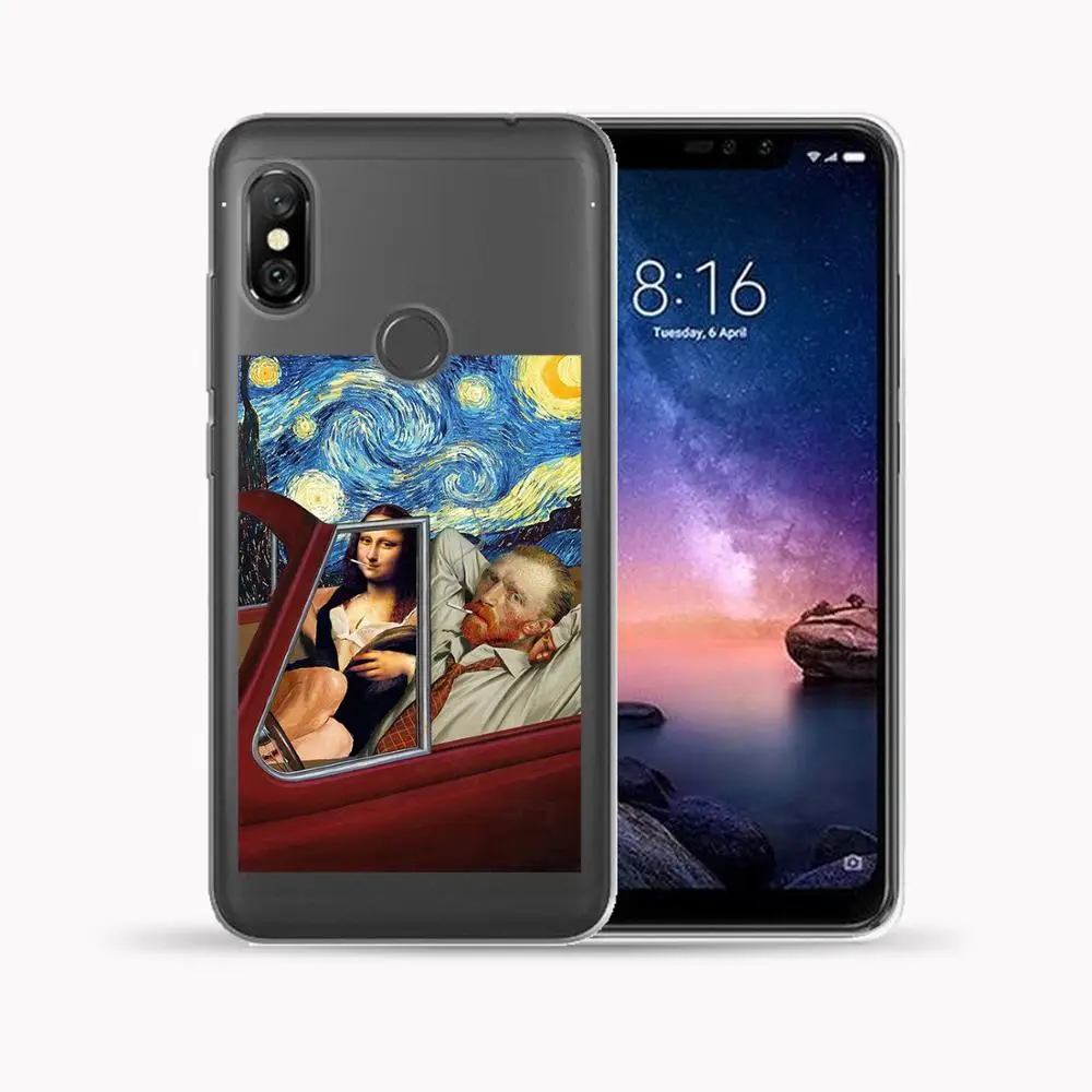 Чехол для Xiaomi Mi A1 A2 8 Lite 9 Pocophone F1 5X 6X Забавный мягкий чехол из ТПУ с Моной Лизой