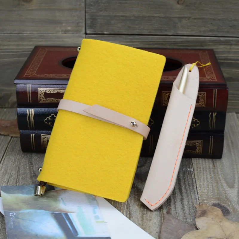 lemon yellow Climemo блокнот, войлочная Обложка канцелярские принадлежности, блокнот дневник Bullet Journal Agenda Sketchbook 17,2*10 см - Цвет: lemon yellow